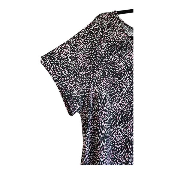 Roz & Ali Womens 2X Blouse Stretch Black Pink White S/S - Picture 3 of 8